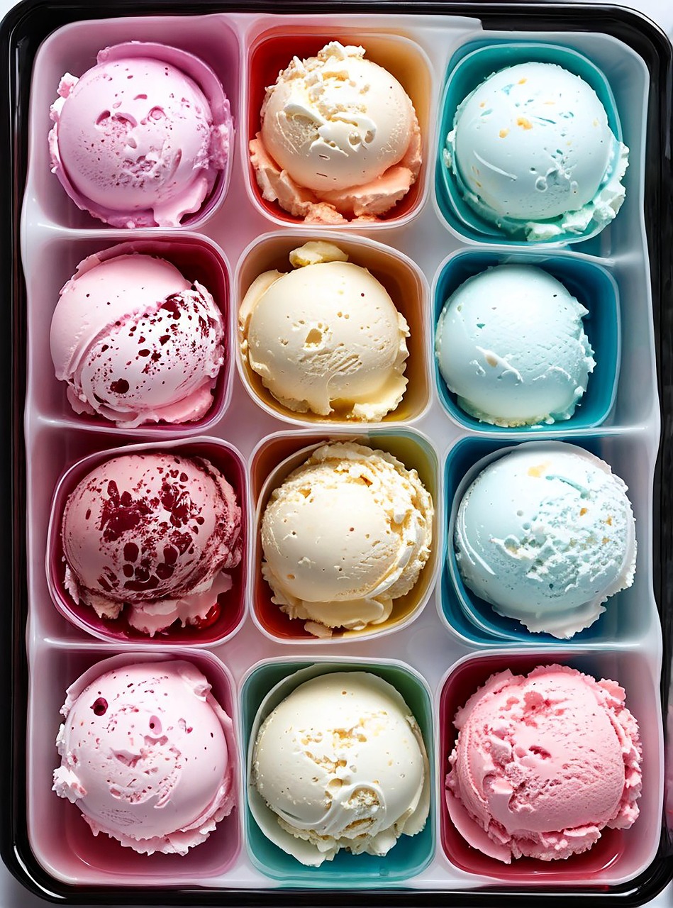 Tray of 12 ice cream scoops